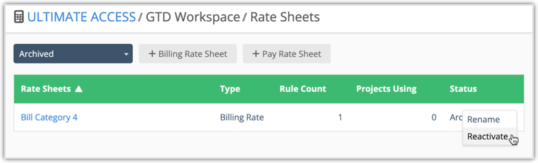 Reactivate a Rate Sheet